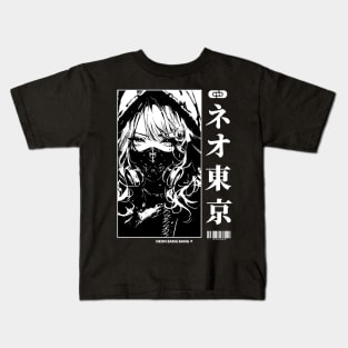 Japanese Cyberpunk Anime Girl Techwear Kids T-Shirt